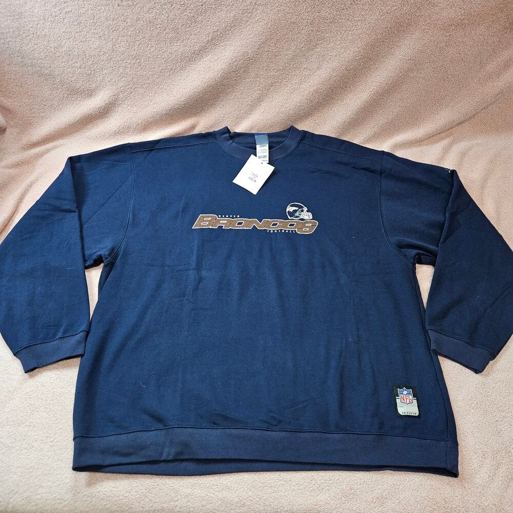 Vintage Denver Broncos Reebok Crewneck Sweater NWT 2XL Deadstock Y2K On Field